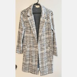 Women's mid-length tweed blazer jacket